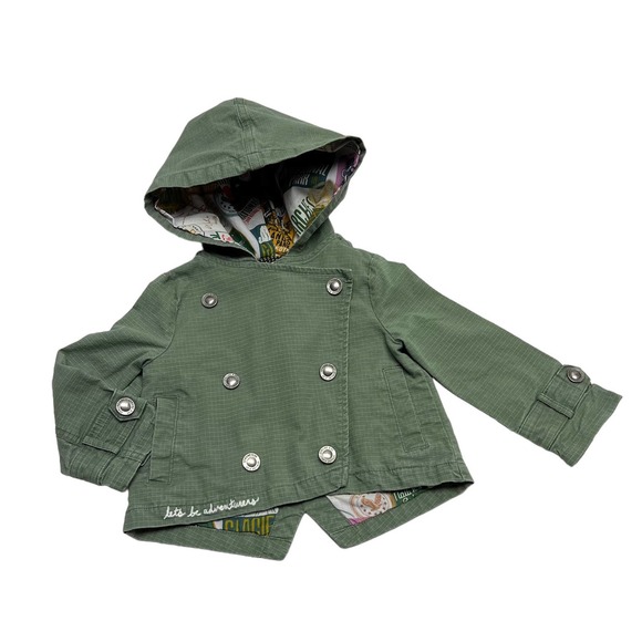 Genuine Kids From Oshkosh'B Gosh Canvas Jacket Double Breasted Hooded 18 Months - Picture 1 of 8